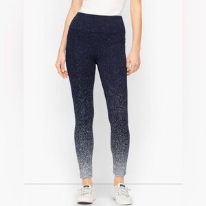 TALBOTS Stardust Leggings | XL Petite | Navy & White | Stretch Knit Pants